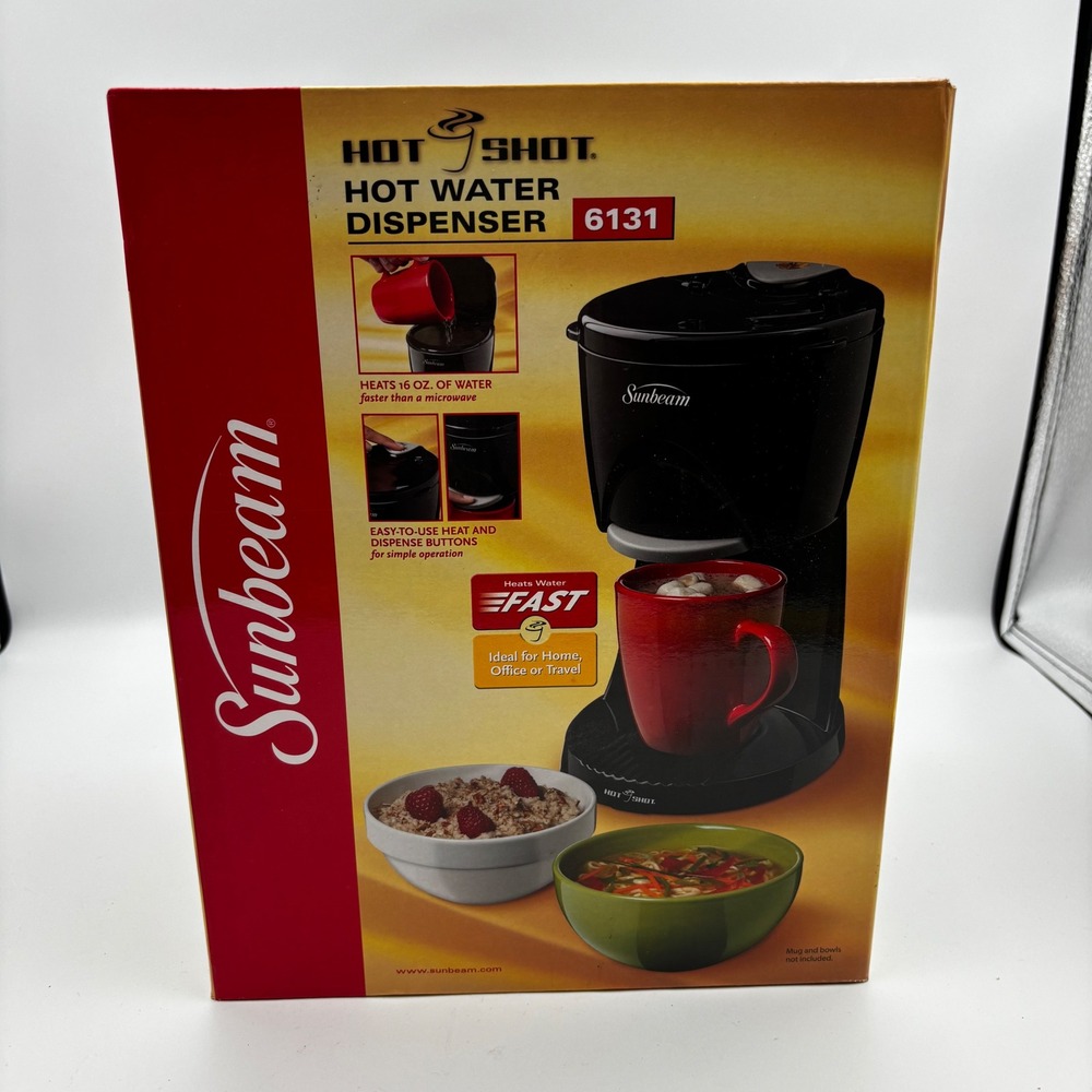 Sunbeam Hot Shot Hot Water Dispenser 6131 Black 16oz Auto Shut Off Quick Works!